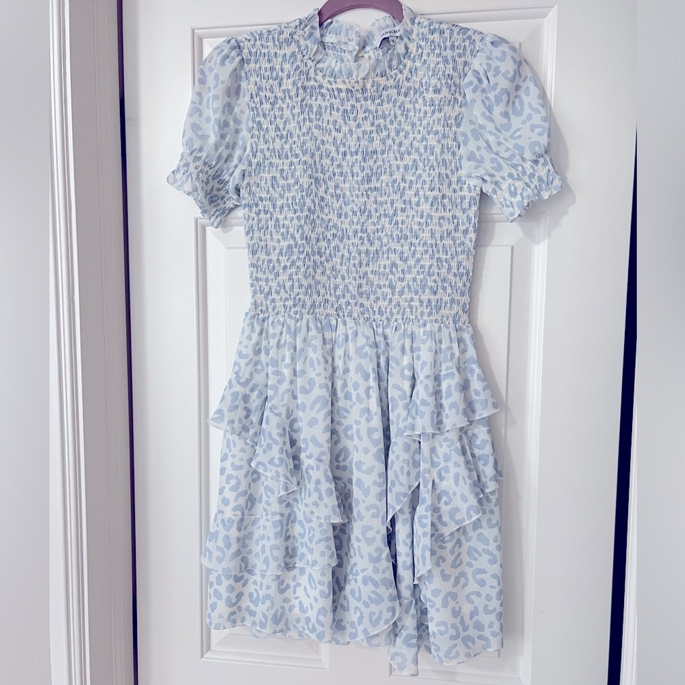 Olivaceous smocked ruffled dress S